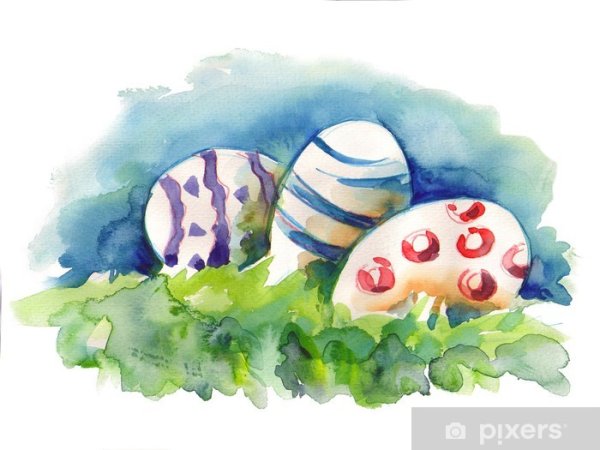 Пасхальные яйца акварелью