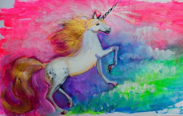 Единорог красками