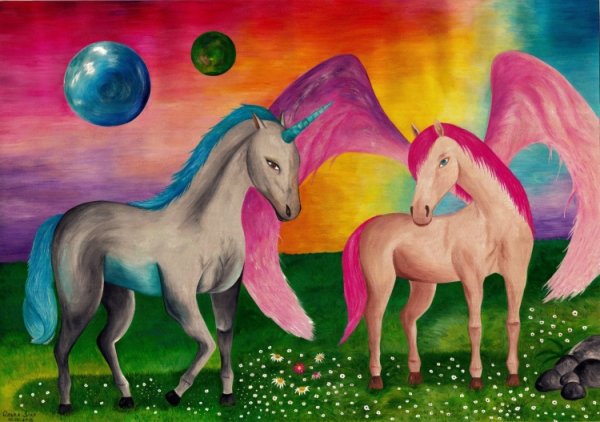 Лёгкие рисунки единорогов