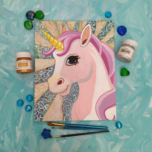 Единорог акрилом на холсте