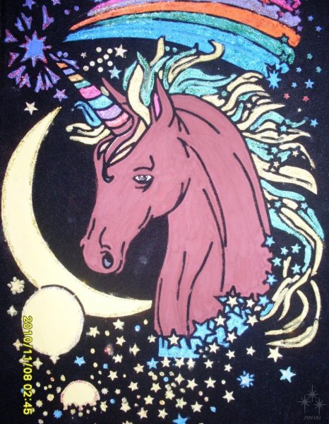 Единорог гуашью