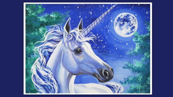 Единорог нарисовать гуашью