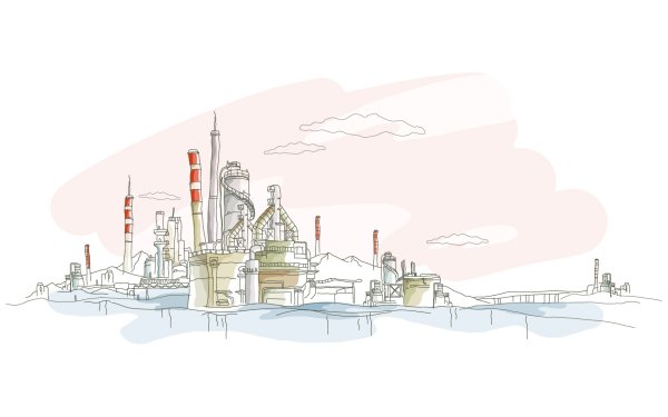 Завод на белом фоне