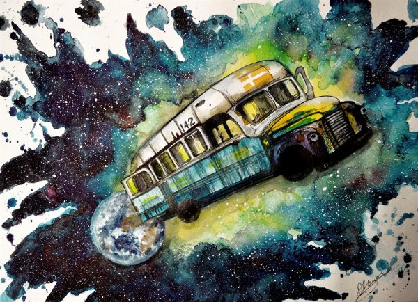 Автобус акварель