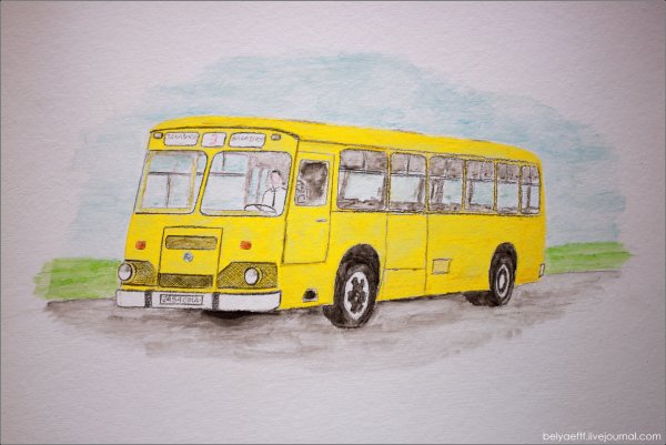 Автобус ЛИАЗ 677 рисунок