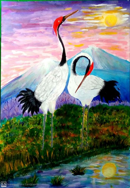 Журавль рисунок