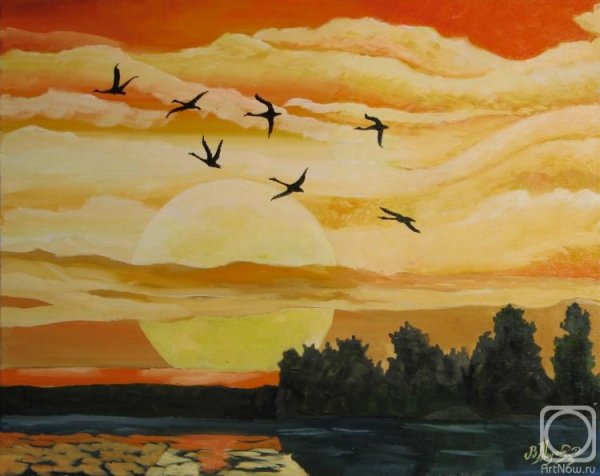 Живопись птицы улетают