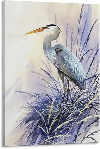 Журавль акварель