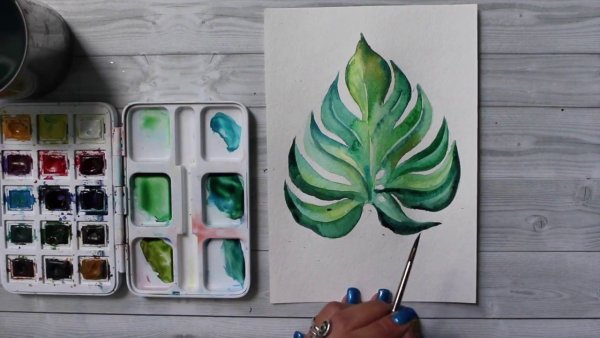 Лист монстеры маркером