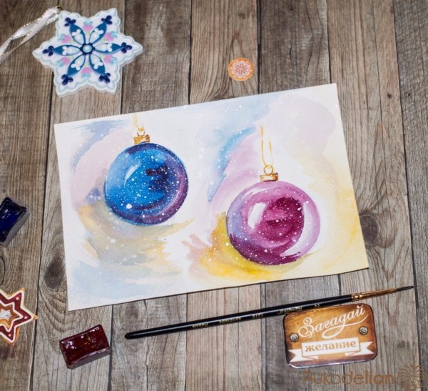 Рисование новый год акварель