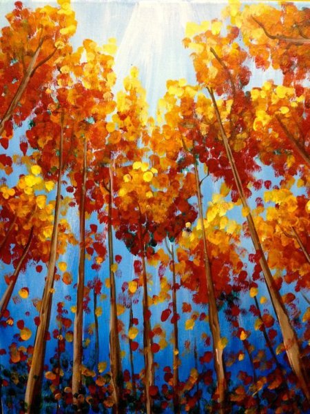 Осень гуашью