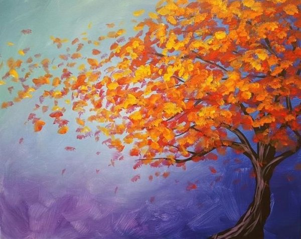 Правополушарное рисование осеннее дерево