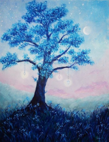 Дерево гуашью