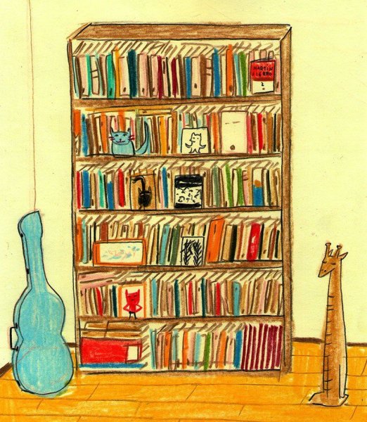 Шкаф с книгами иллюстрация