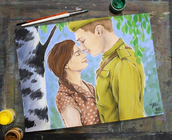 Баллада о салдатепортрет гуашью