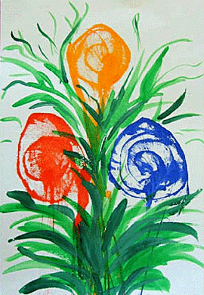 Кляксография с ниточкой техника