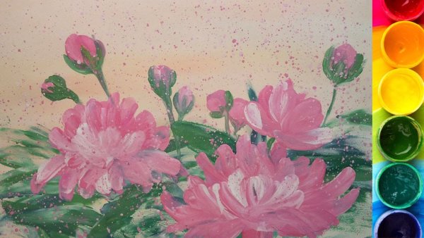 Техника рисования цветов гуашью