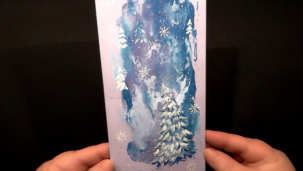 Рисование зимы целлофаном