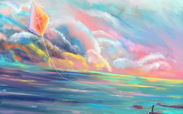 Воздушный змей акварель