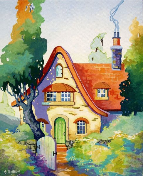 Домик акварель