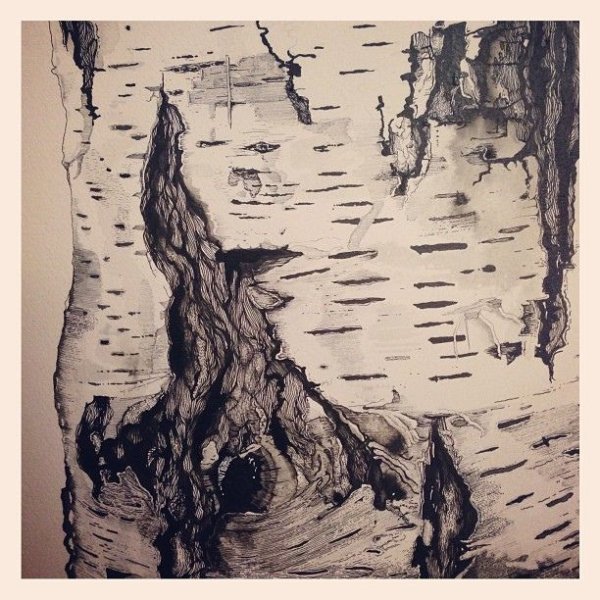 Ствол дерева акриловыми красками