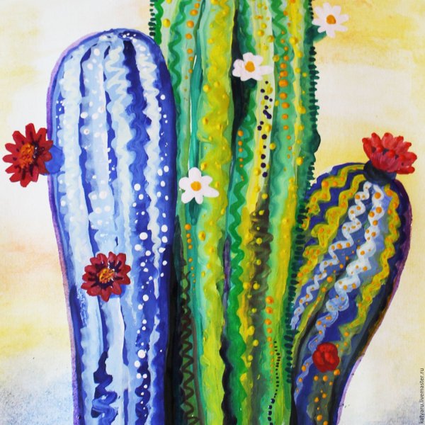 Кактус гуашью