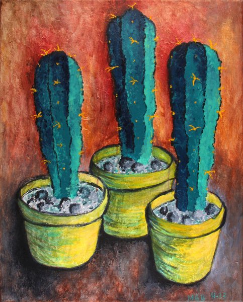 Кактус гуашью