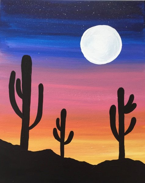 Закат гуашью