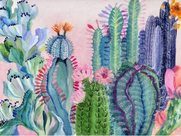 Декоративная живопись кактусы