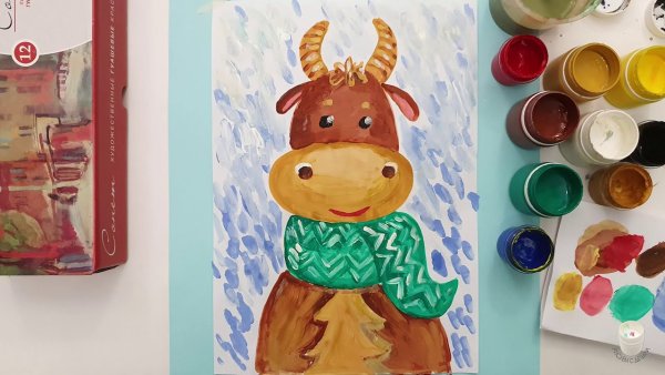 Символ 2021 года рисунок гуашью