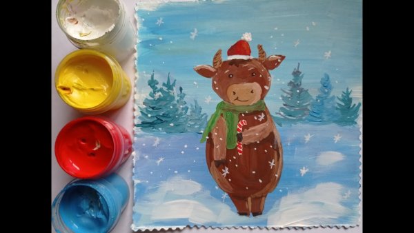 Нарисовать красивого быка на новый год 2021