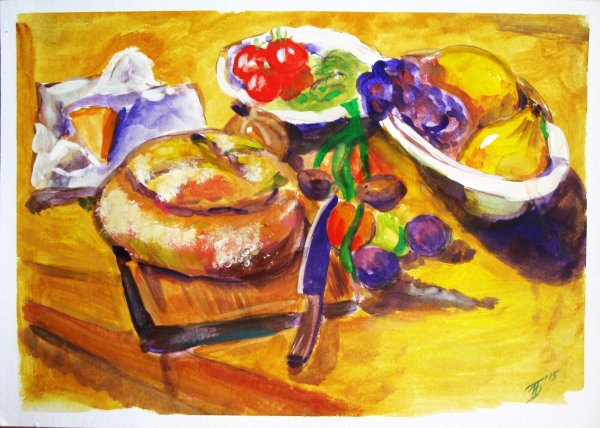 Рисунки гуашью еда