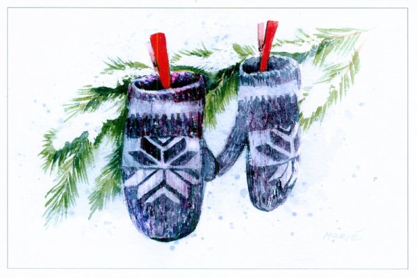 Варежки акварель