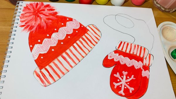 Рисование шапка и варежки старшая группа