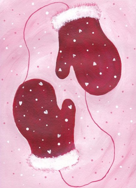 Новогодние варежки акварелью