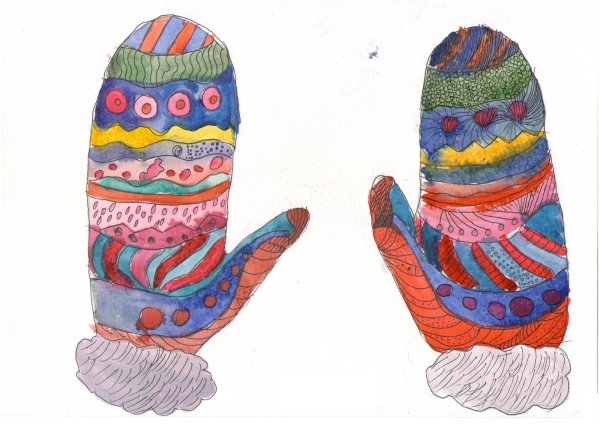 Узор на рукавичке рисование