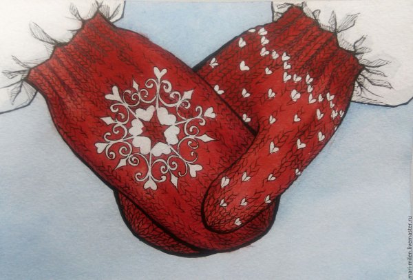 Открытка варежки