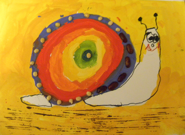 Рисование гуашью улитка для детей