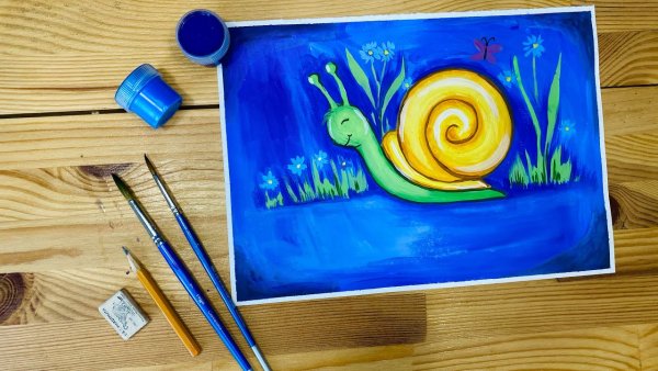 Улитка для дошкольников гуашь
