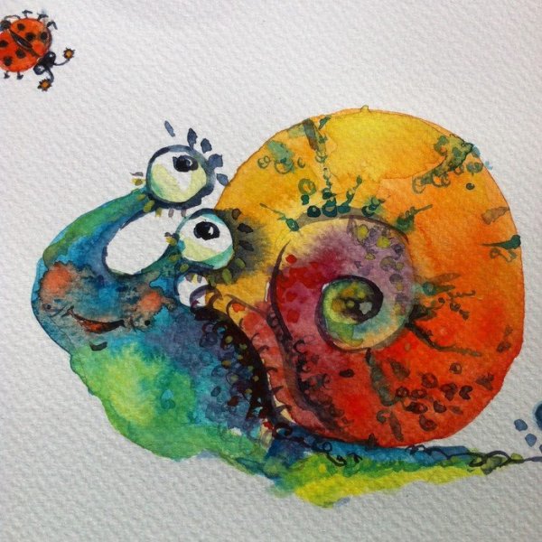 Улитка акварелью