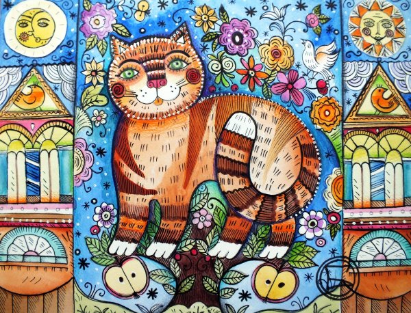 Живопись Оксана Заика декоративный кот