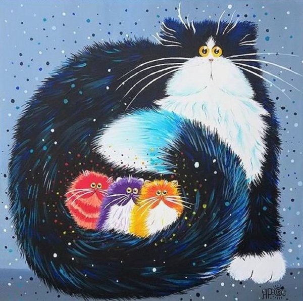 Коты Ким Хаскинс картины гуашью