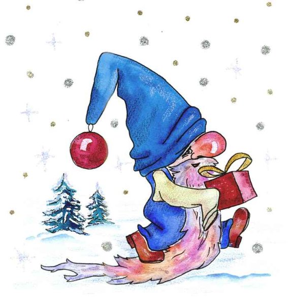 Рисование новогодние гномики