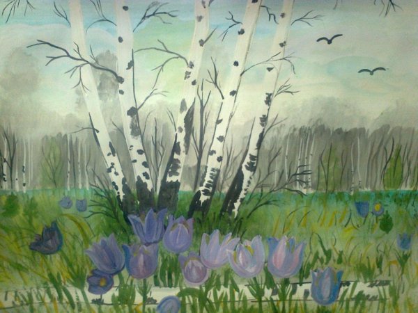 Рисование весенней Поляны