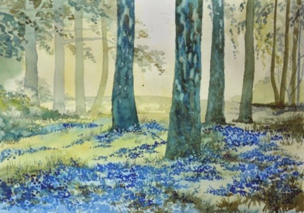 Весенний лес акварель