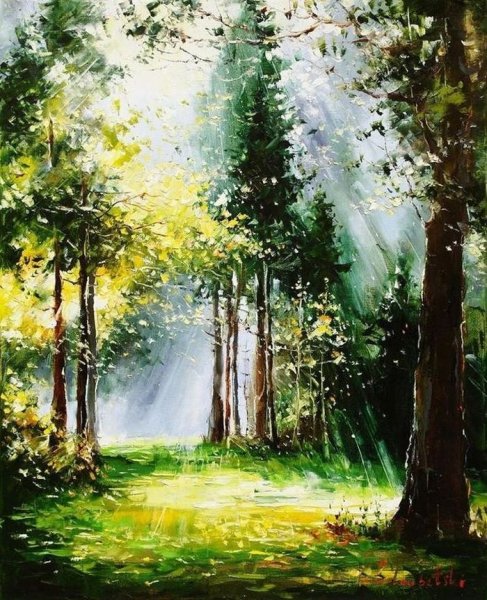 Лес акварелью