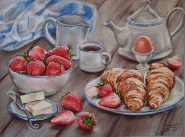 Натюрморт завтрак живопись