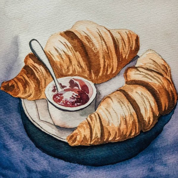 Круассан акварелью