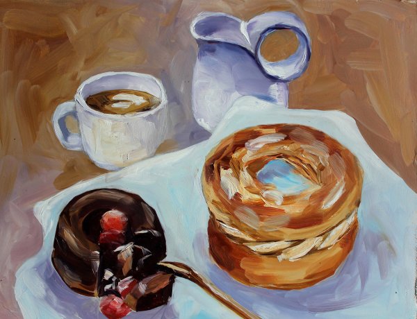 Натюрморт завтрак живопись
