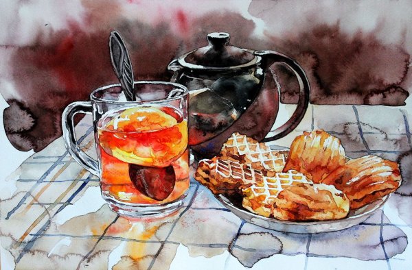 Завтрак акварель